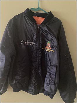 Gary Townsend's "Big Gazza - Bravado Merchandising Services" jacket (front) - 1984 (?)